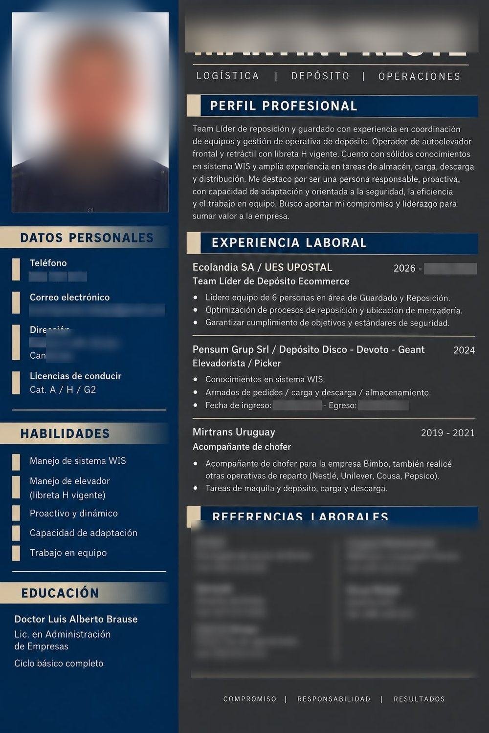 Logística, depósito y operaciones — Currículum