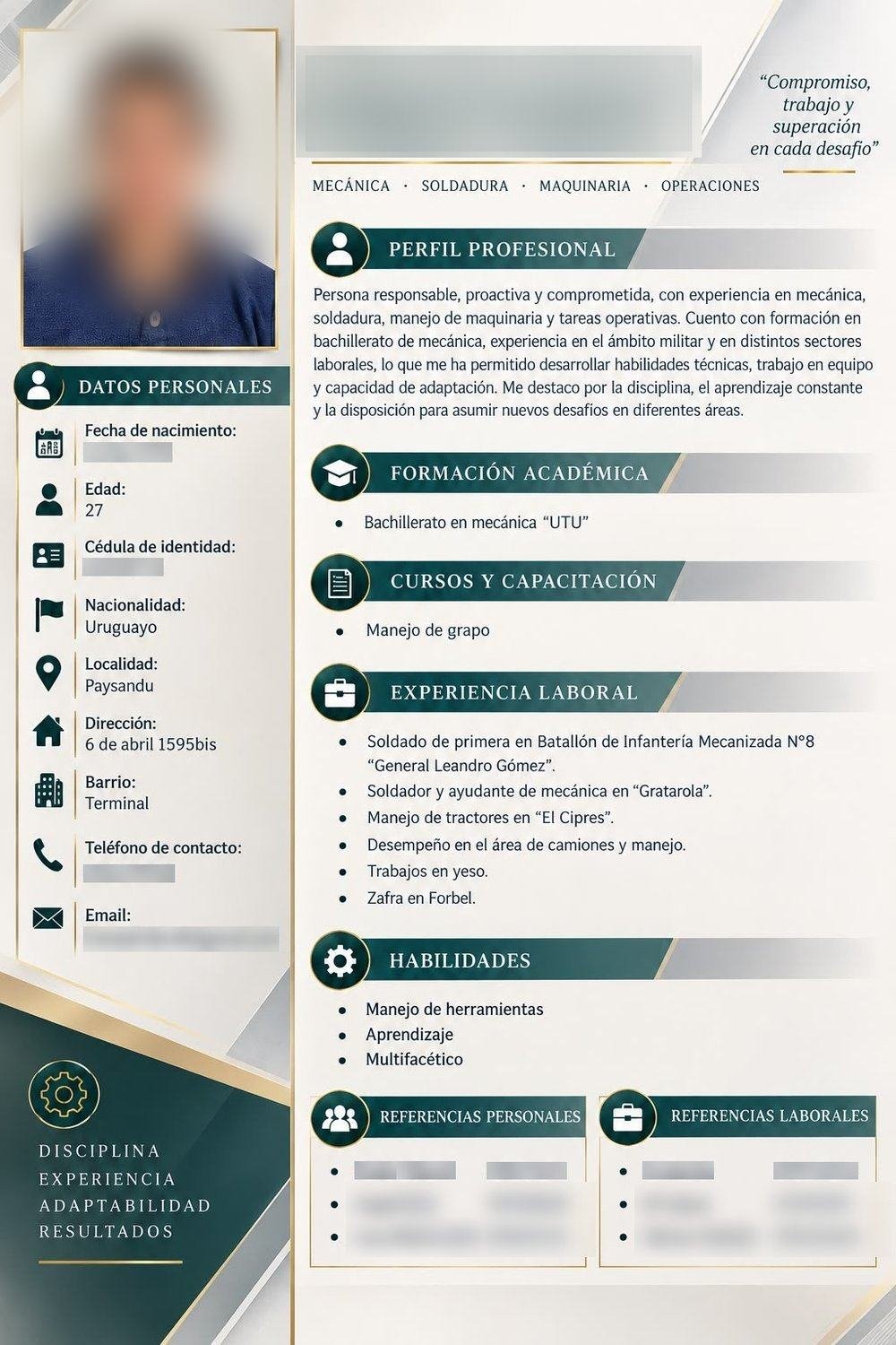 Mecánica, soldadura y maquinaria — Currículum