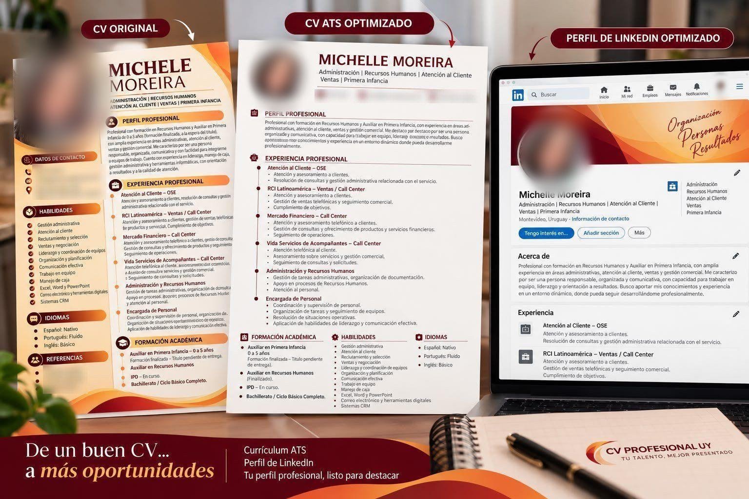 Pack Profesional: CV original, CV ATS optimizado y perfil de LinkedIn optimizado