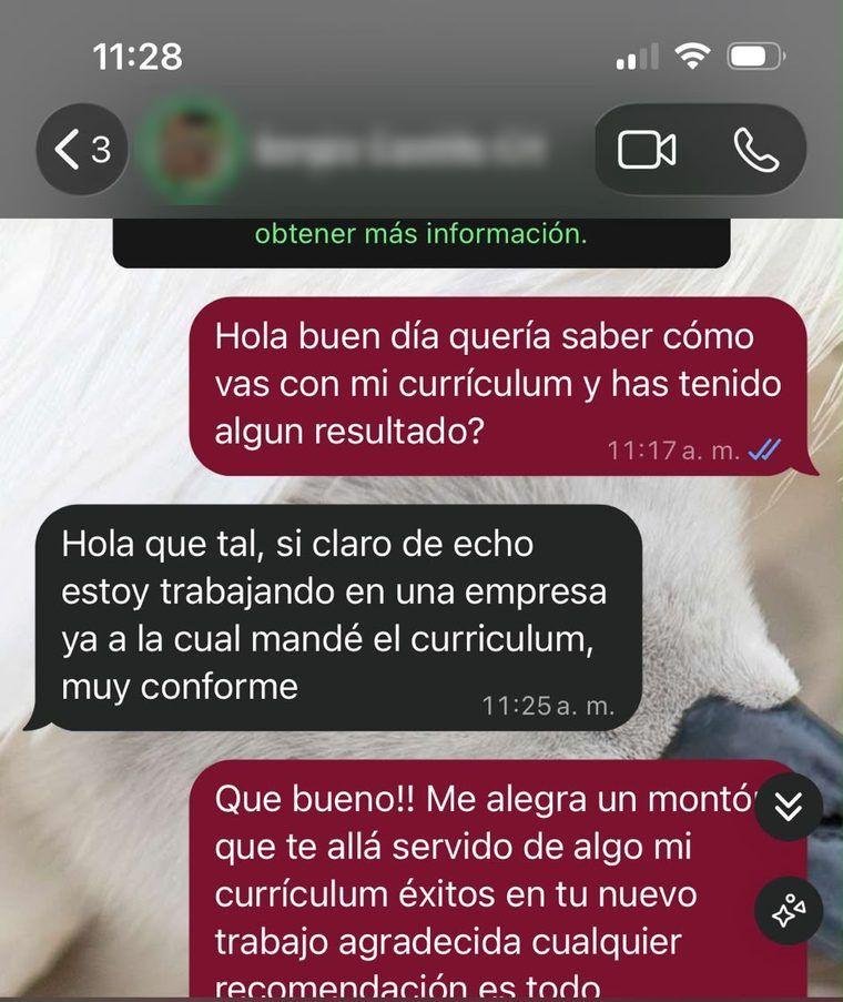 Captura de WhatsApp: testimonio de cliente 2