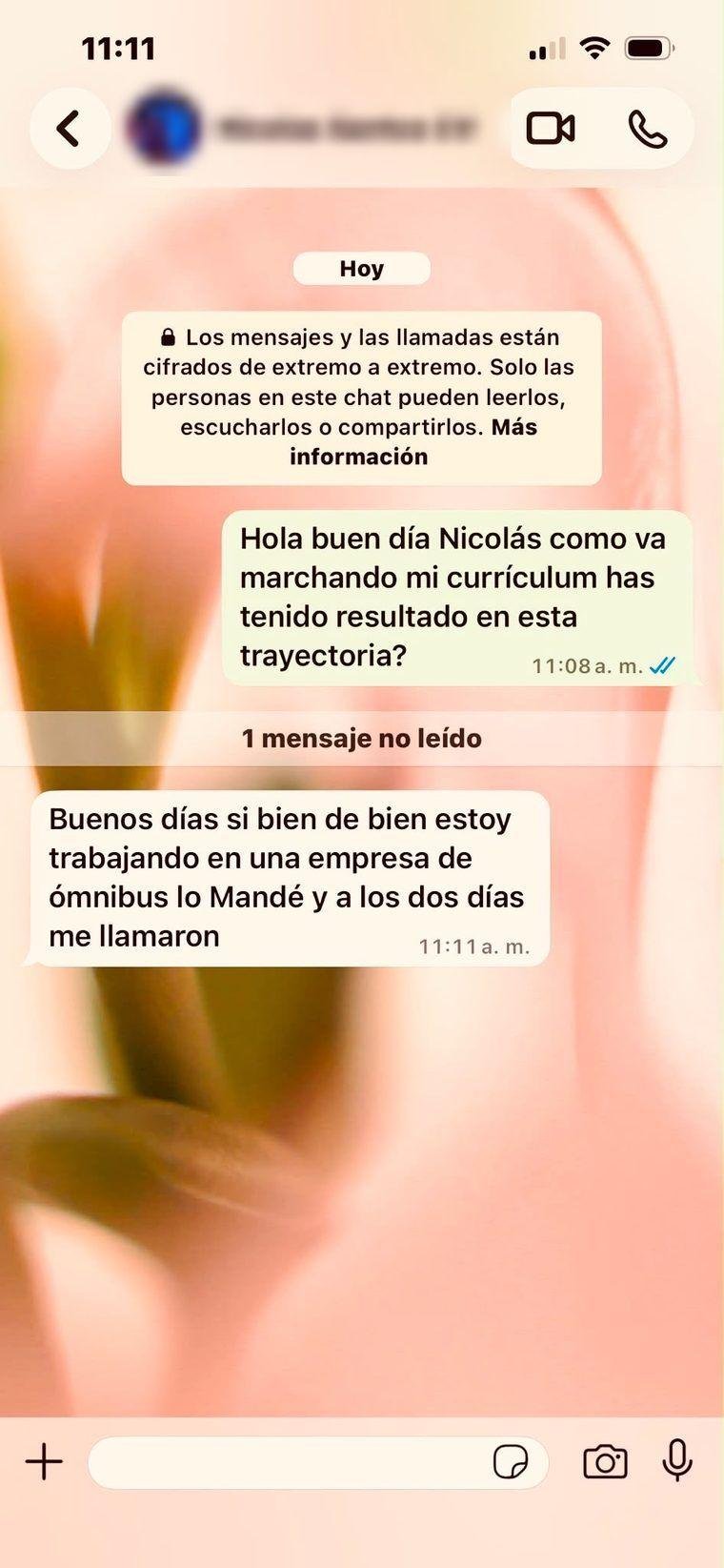 Captura de WhatsApp: testimonio de cliente 4