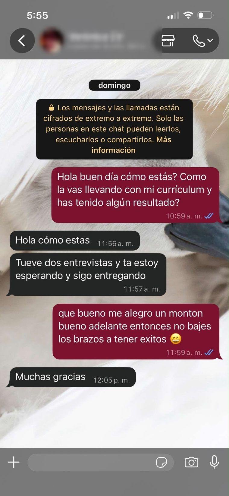 Captura de WhatsApp: testimonio de cliente 7