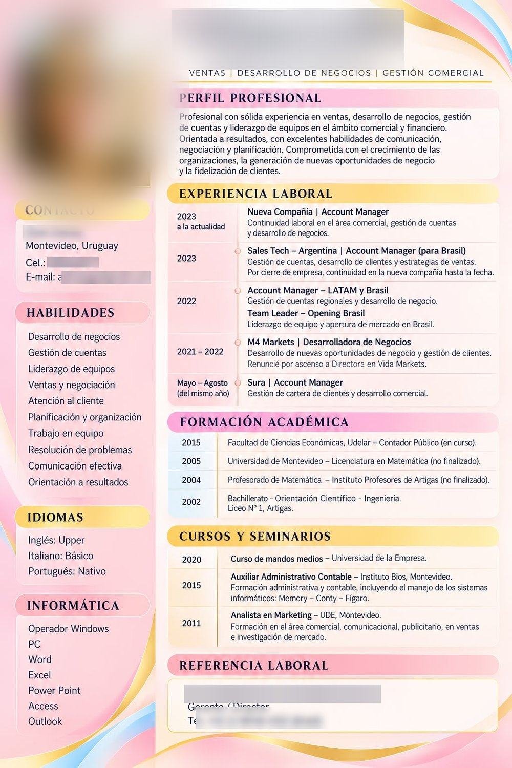 Ventas y desarrollo de negocios — Currículum