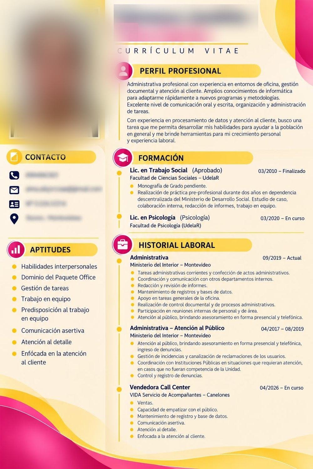 Administración y trabajo social — Currículum