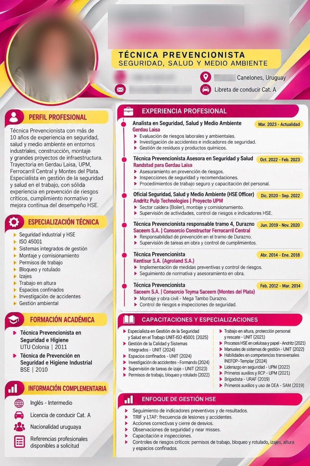 Seguridad e higiene industrial — Currículum